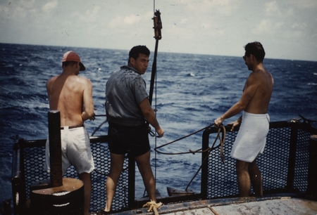 L to R: Bob Norris, Max Silverman, Bob Fisher Downwind Expedition, February 1958