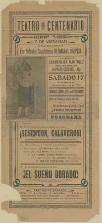 Teatro Centenario. Sexteto comico y de variedad ... Sabado 17 de marzo de 1917 por la noche a las 8 en punto