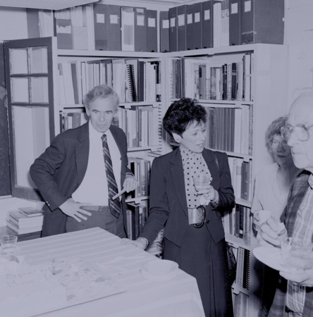 Edward A. Frieman (left) and Joy Frieman (center) with Fred Noel Spiess and Sally (Sarah Whitton) Spiess (right corner) at...