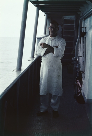 Thomas O&#39;Callaghan, the cook for the crew and staff of the R/V Horizon during the MidPac expedition. 1950.
