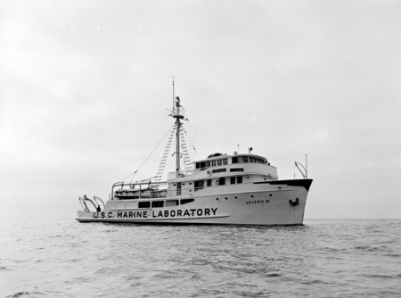 Velero IV: Dredging and coring operations off Catalina, California by the Hancock Foundation, USC. Allan Hancock with the ...