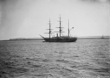 Sailing ship anchored off Point Loma