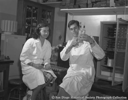 Man and woman in laboratory at Scripps Institution of Oceanography