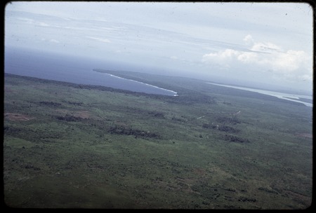 Kiriwina Island: aerial view of coastline south towards Vakuta