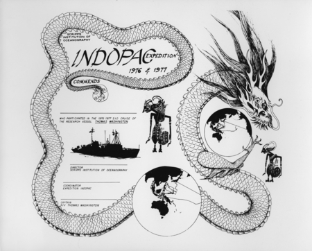 Certificate of participation in the Indopac Expedition aboard R/V Thomas Washington