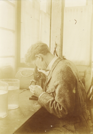 William Ritter in the laboratory of the Marine Biological Association of San Diego, Hotel del Coronado boathouse
