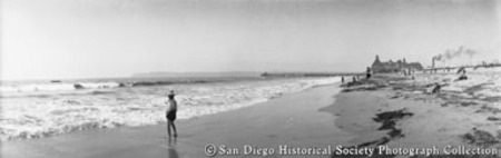 Panoramic view of Coronado beach with hotel in background