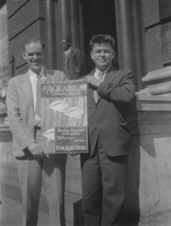 Carl Hubbs and George S. Myers with advertisement for Aquarium Magazine