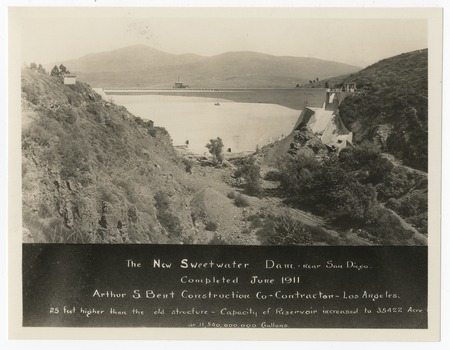 Sweetwater Dam after completion of the 1911 expansion