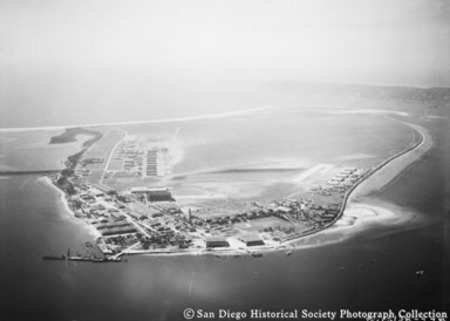 Aerial view of North Island showing U.S. Naval Air Station