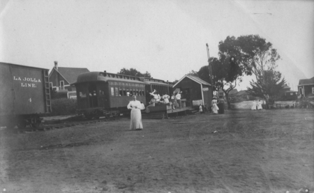 44 If only the engine were here! Good of Mrs. Mills [La Jolla railway station c1905]