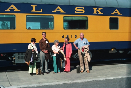 Bob Millers, Laura C. Hubbs, and Boyd Walkers preparing for trip to Mt. McKinley Park, Fairbanks, Alaska
