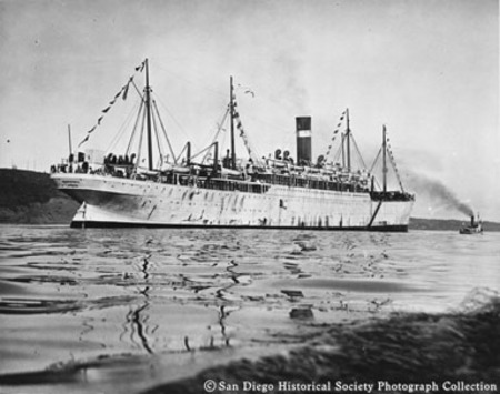 SS Manchuria entering San Diego Bay