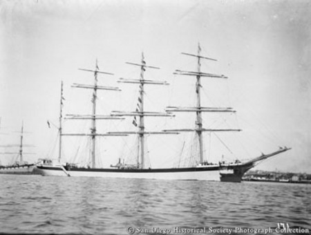 British four-masted sailing ship Melford on San Diego Bay
