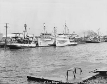 Tuna boats Victoria and Miss America docked near Campbell Machine Company