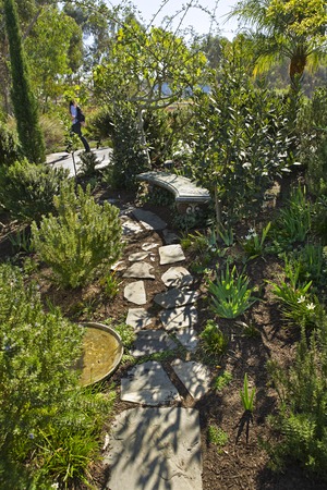 Snake Path: path and bench inside the Garden of Eden