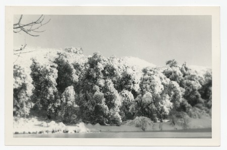 Snowfall near Fletcher family Eagle&#39;s Nest retreat, San Diego County
