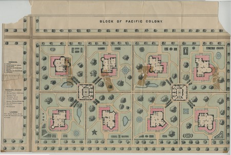 Plan - Block of Pacific Colony, showing detail of Residences, Centralized Kitchens, Laundries
