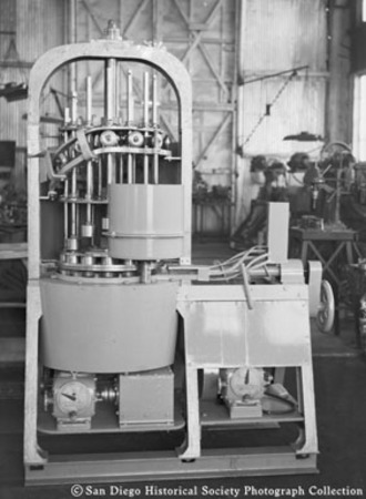 Fish filling machine manufactured by Standard Iron Works for San Diego fish canneries