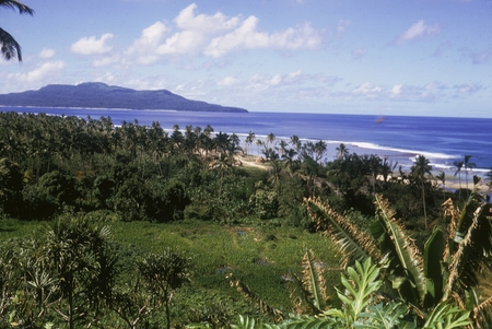 Futuna, SIO Nova Exp. Scene of Futuna Island of Alofi in rear