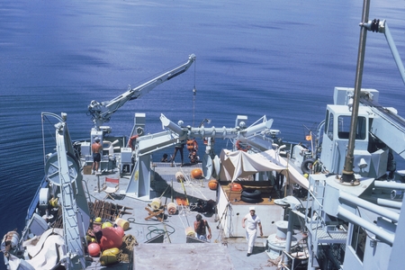 Isaacs Fishing Party, June 1971 [Men working on R/V Melville]