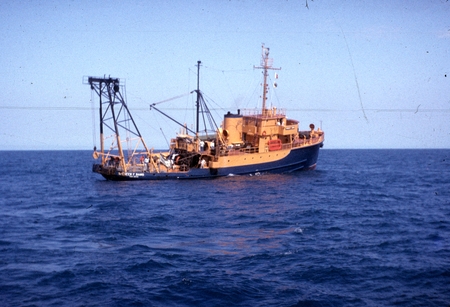 R/V Spencer F. Baird (ship) of Scripps Institution of Oceanography, at sea during the Mukluk Expedition (1957). July 1957.