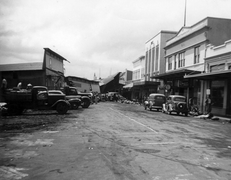 Street in Hilo, on the Big Island of Hawaii shortly after a tsunami