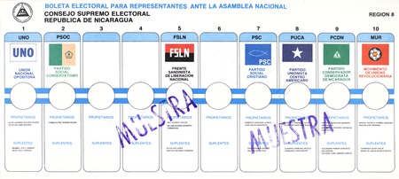 Boleta Electoral Para Representantes Ante La Asamblea Nacional Región 8