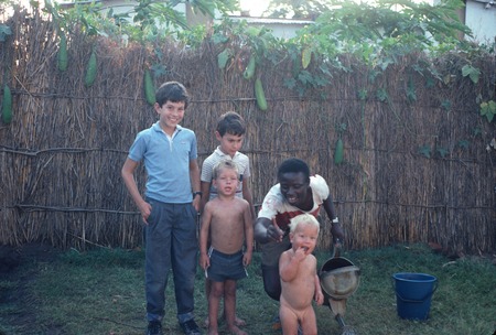Michael and Daniel Cancel with children of Dutch volunteers, Kaputa