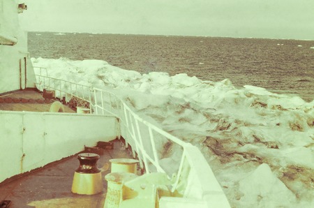 Sea ice from the deck of the USS Burton Island Icebreaker
