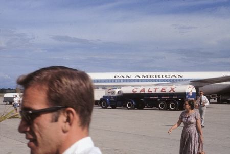 Manila Airport: Thomas W.C. Hilde, our Pan Am jet behind him