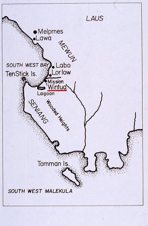 Map of South West Bay on the island of Maledula