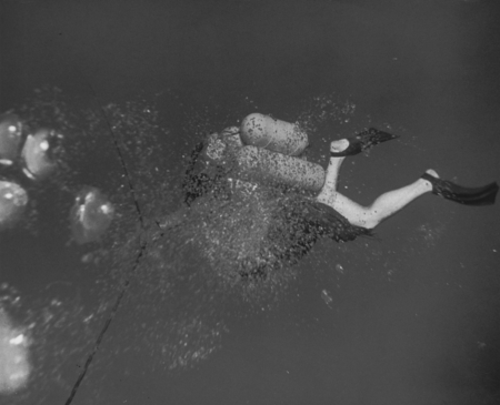 Diver surrounded by air bubbles during the Capricorn Expedition