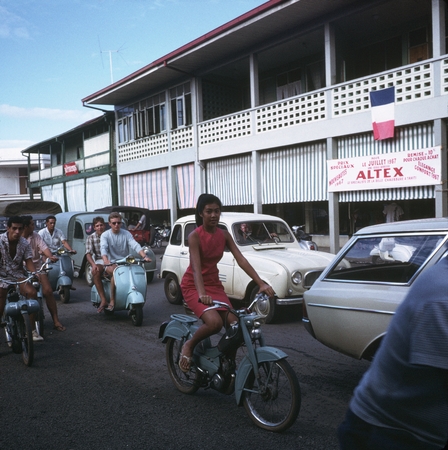 [Girl on bicycle, Suva], Nova Expedition Fiji (Argo) 1967
