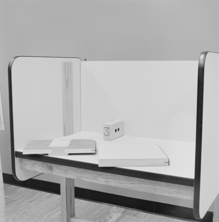 New study carrels for the UC San Diego library, with ordering samples |  Library Digital Collections | UC San Diego Library
