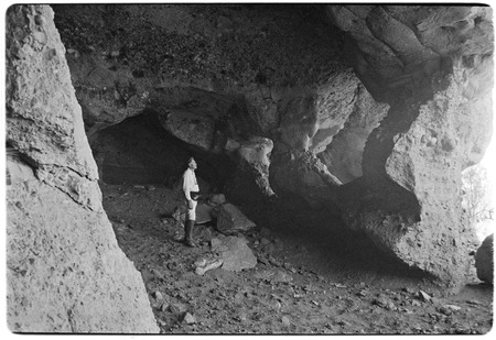 Harry Crosby in rock art cave near Rancho Carrizito