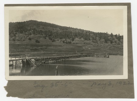 View of south spillway and outlet valve at Lake Cuyamaca