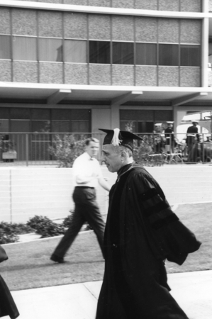 Edward D. Goldberg, wearing his UCSD faculty robes during a university ceremony. Goldberg was a marine chemist at Scripps ...