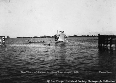 Zlac crew and barge on San Diego Bay, Aug. 3rd, 1895
