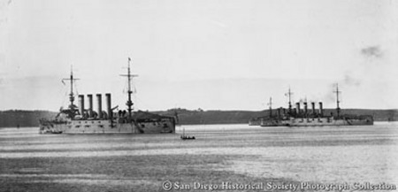 USS California, USS Maryland, and USS South Dakota on San Diego Bay