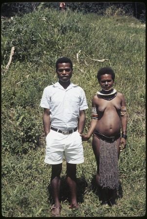 Portrait of Ndikai Kuk and his wife, Wura, who wears a shell valuable at her neck
