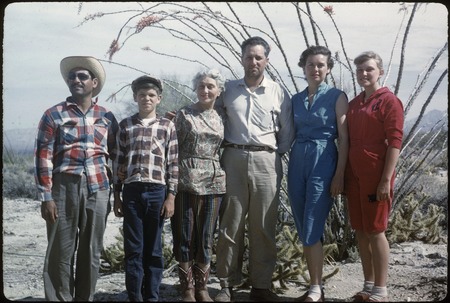 Faustino Pérez, Ken Kensler, Ada Packard, Art Kensler, Joyce Kensler, and Linda Kensler, at mouth of San Matías
