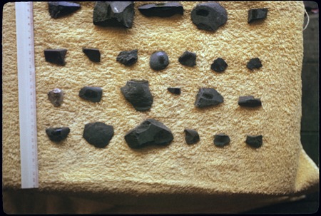 Stone artifacts from archaeological site, Moorea