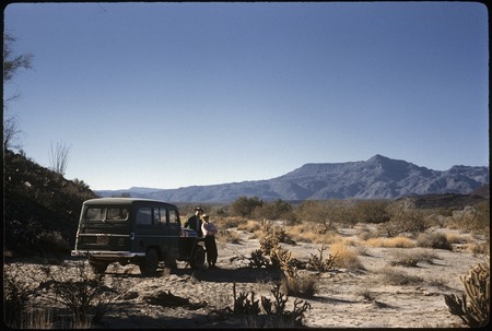 Camp 25 miles south of Pozo Cenizo, Betty and Roger Ament in foreground