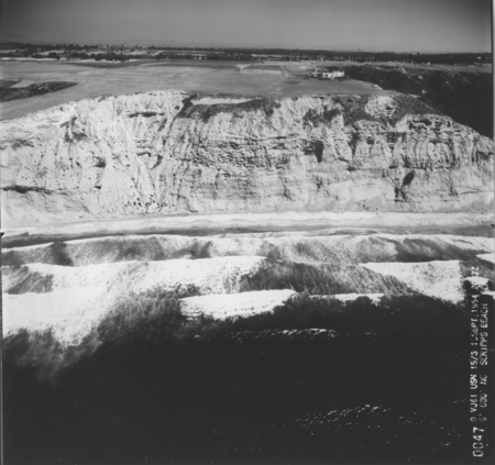 Aerial view of cliffs and mesa north of Scripps Institution of Oceanography. Sept 16, 1954