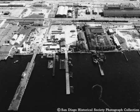 Aerial view of Kelco kelp processing facility on San Diego waterfront