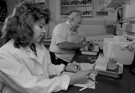 Richard H. Rosenblatt and Carol A. Stepien in Fish Collection Laboratory
