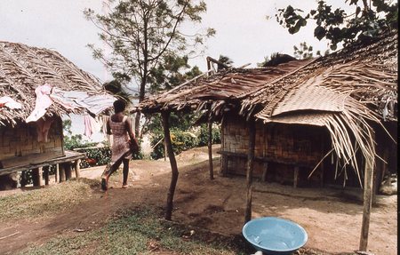 View of Wintua village and drying laundry