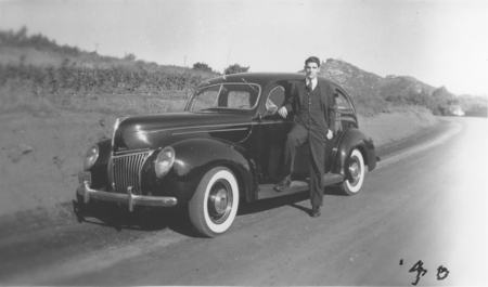 Dale Leipper [and 1939 model Ford V-8]
