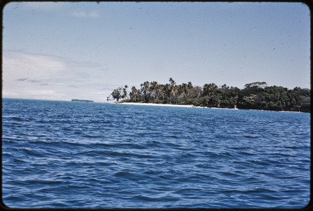 Village and palm trees, distant view of Munuwata Island